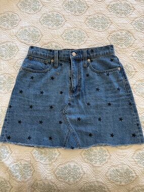 Madewell Embroidered Denim Mini Skirt - Blue